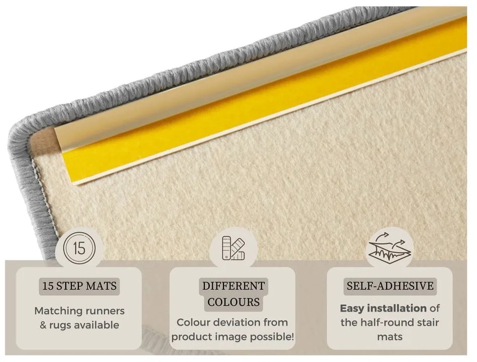 Сиви самозалепващи се стъпала за стълби в комплект от 15 бр. 23x65 cm Fancy – Hanse Home