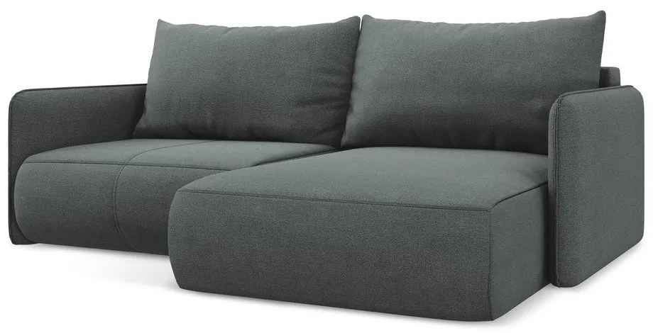 Сив разтегателен ъглов диван с място за съхранение (десен ъгъл) Nanea – Makamii