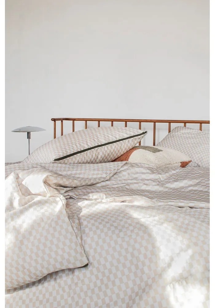 Бежово единично удължено спално бельо от памучен сатен 140x220 cm Mini – Mette Ditmer Denmark