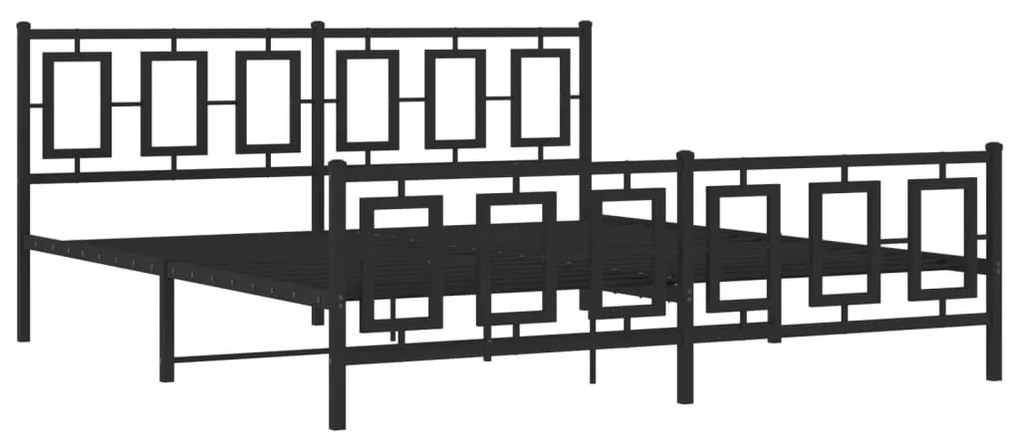 374264 vidaXL Метална рамка за легло с горна и долна табла, черна, 183x213 см