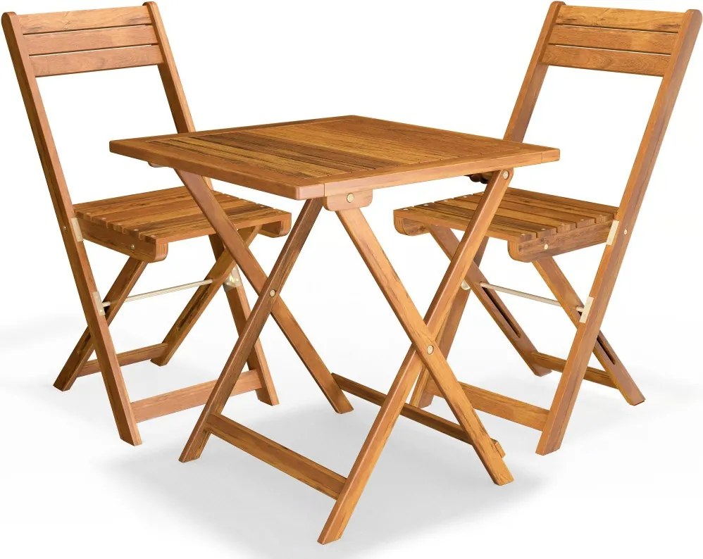 Дървен градински комплект от 3 части - сгъваема маса + столове