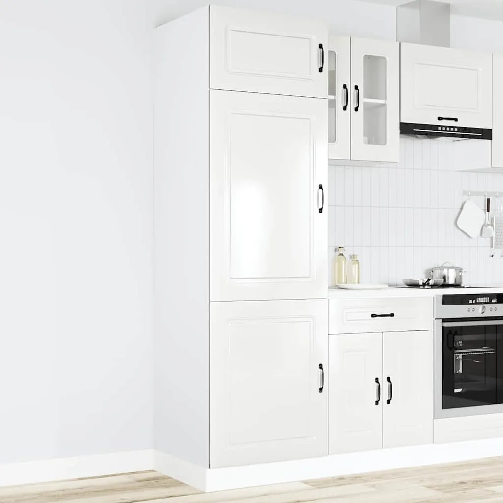 853629 vidaXL Кухненски шкаф, Kalmar, бял гланц, инженерно дърво