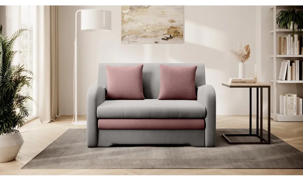 Розов/светлосив кадифен сгъваем диван 130 cm Ario – ELTAP