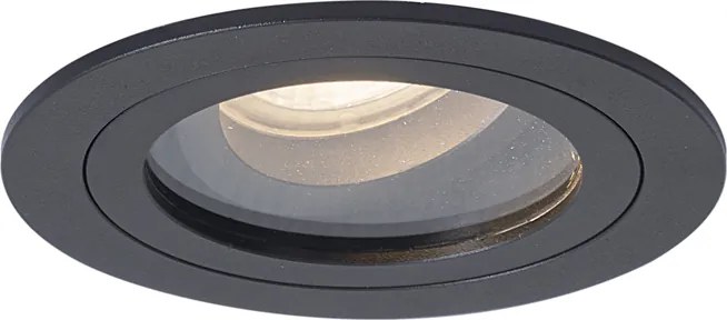 Комплект от 6 модерни вградени прожектора черни, въртящи се и накланящи се IP44 - Chuck