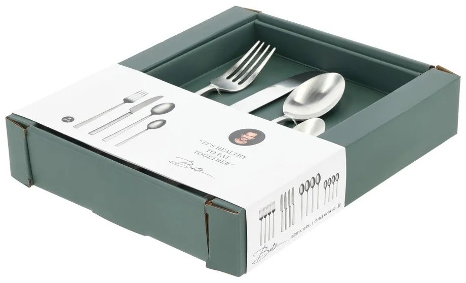 Стоманен прибори за хранене 16 бр. в матово сребрист цвят – Bitz