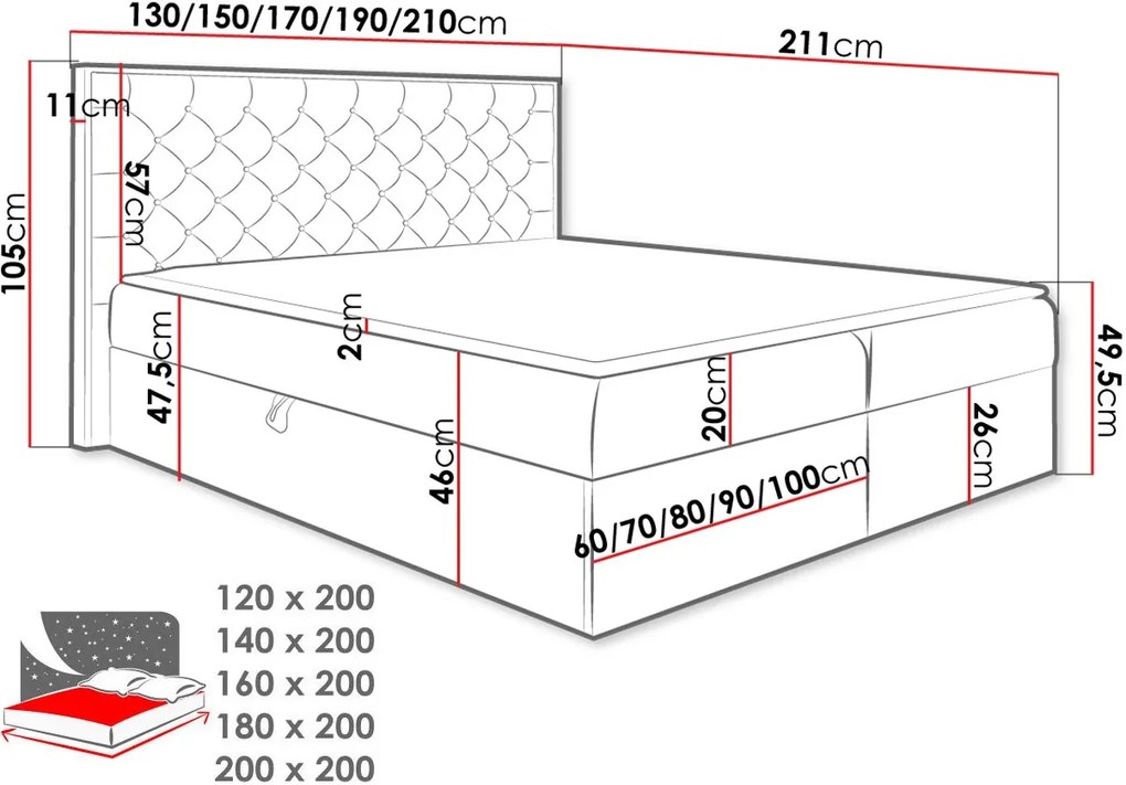 Тапицирано легло Wood 3-Drus-Gkri-120 x 200