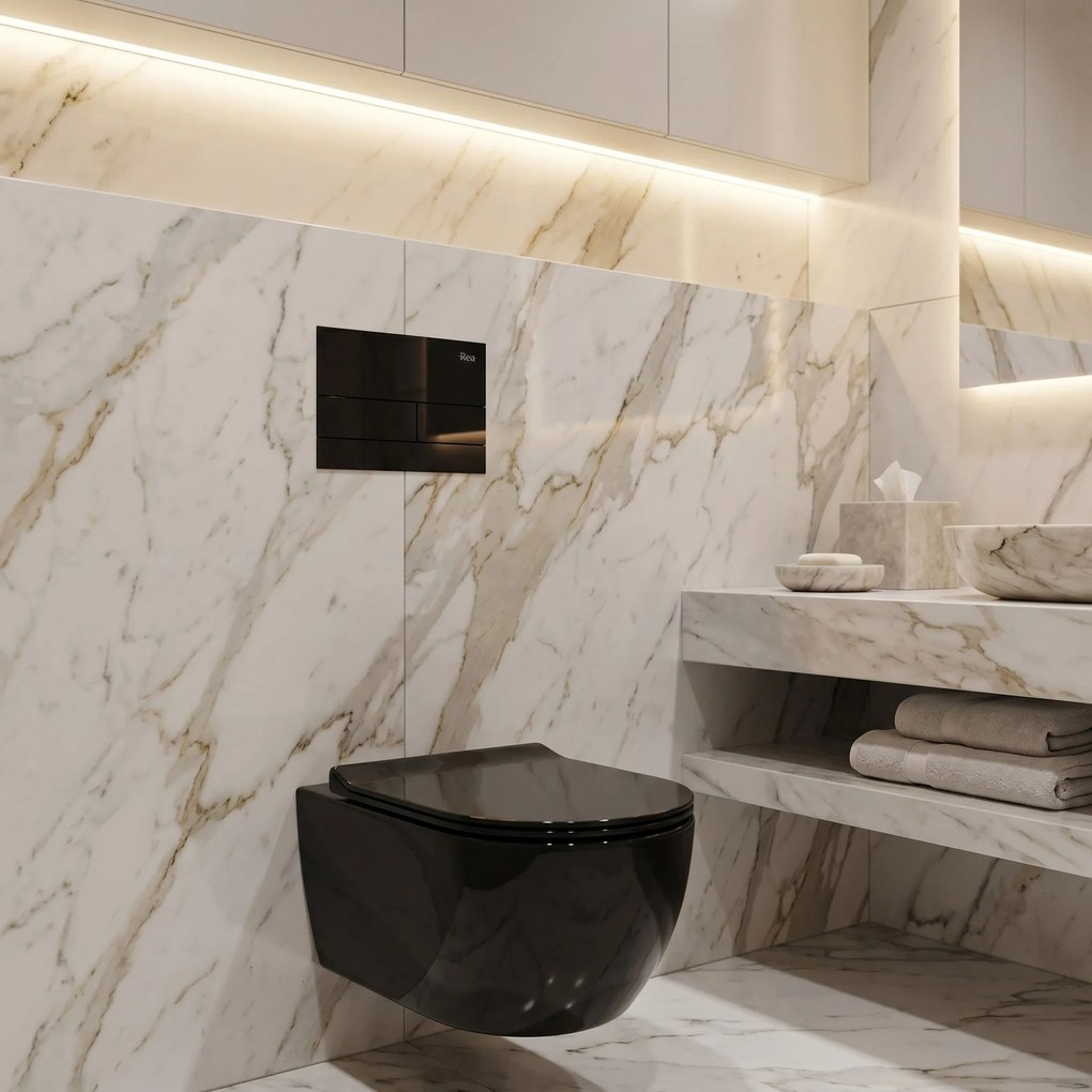 Комплект Структура за Вграждане за WC Slim 024N с Бутон T Black Glass