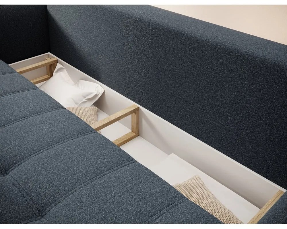 Син шенилов разтегателен диван с място за съхранение 242 cm Weltton – ELTAP