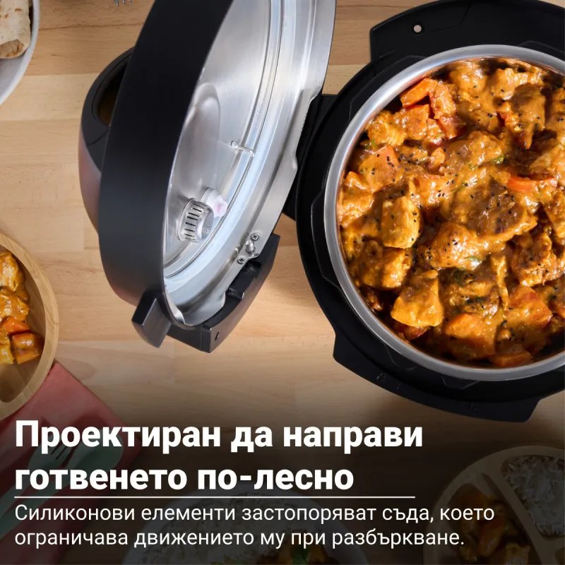 Мултикукър Instant Pot Classic Mini 140800001, 800W, 3.8 л, 7 програми, Favorite бутони, LCD дисплей, Неръждаема стомана, Черен