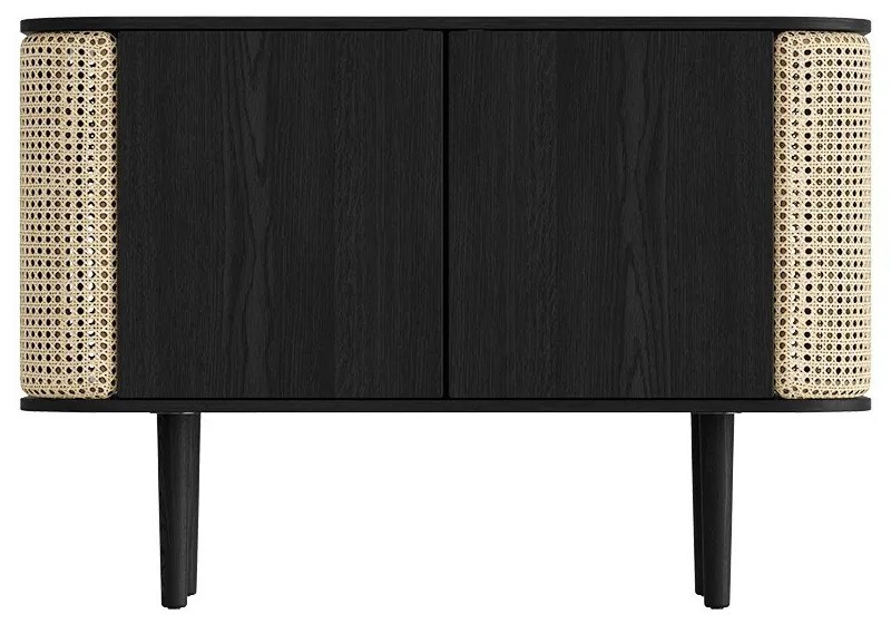 Нисък скрин с дъбов декор в черен и естествен цвят 109x75 cm Treasures - UMAGE