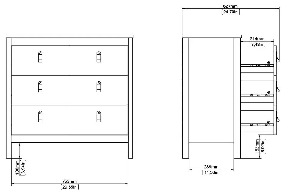 Черен нисък скрин 82x80 cm Madrid – Tvilum