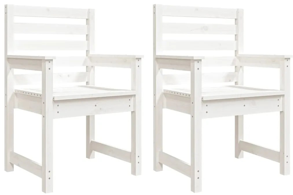 824054 vidaXL Градински столове 2 бр бели 60x48x91 см борово дърво масив