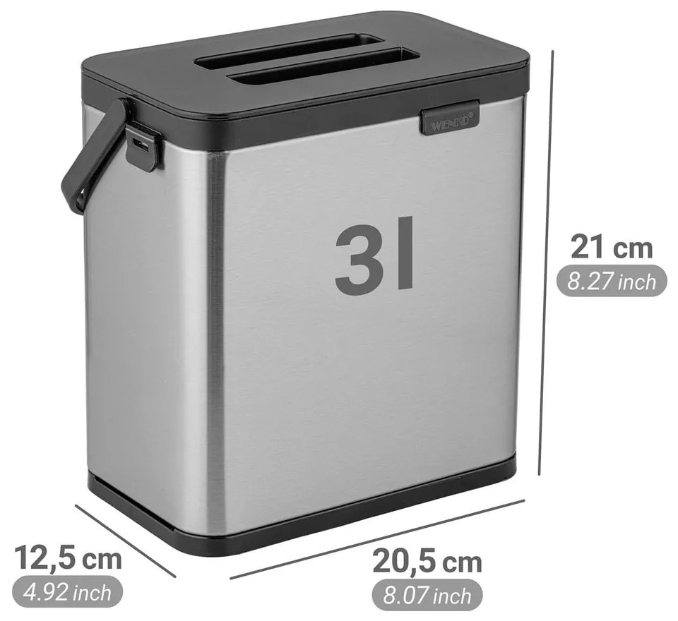 Контейнер за компостируеми отпадъци в матово сребрист цвят 3 l Colin – Wenko