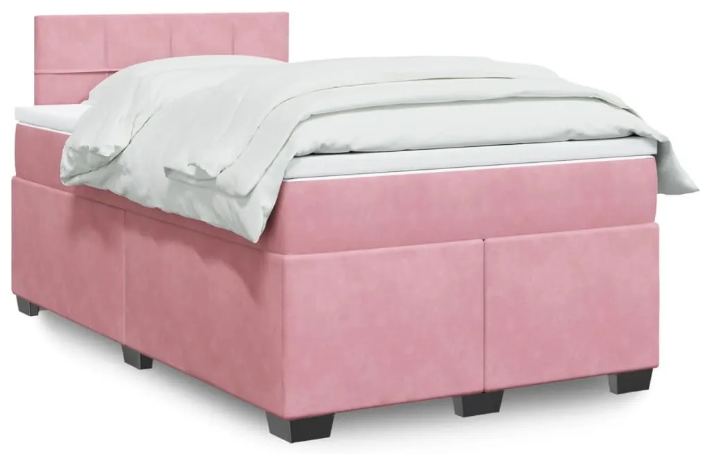 3288587 vidaXL Боксспринг легло с матрак, розово, 120x200 см, кадифе