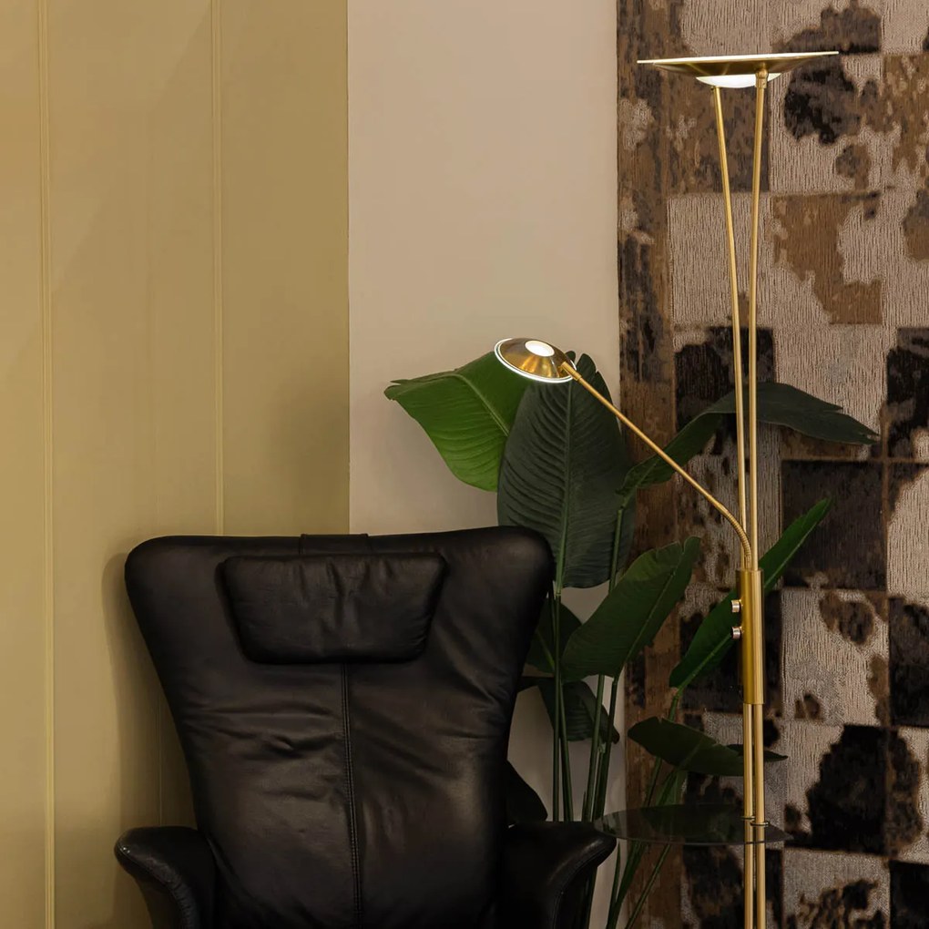 Подова лампа злато с лампа за четене с LED и USB порт - Sevilla