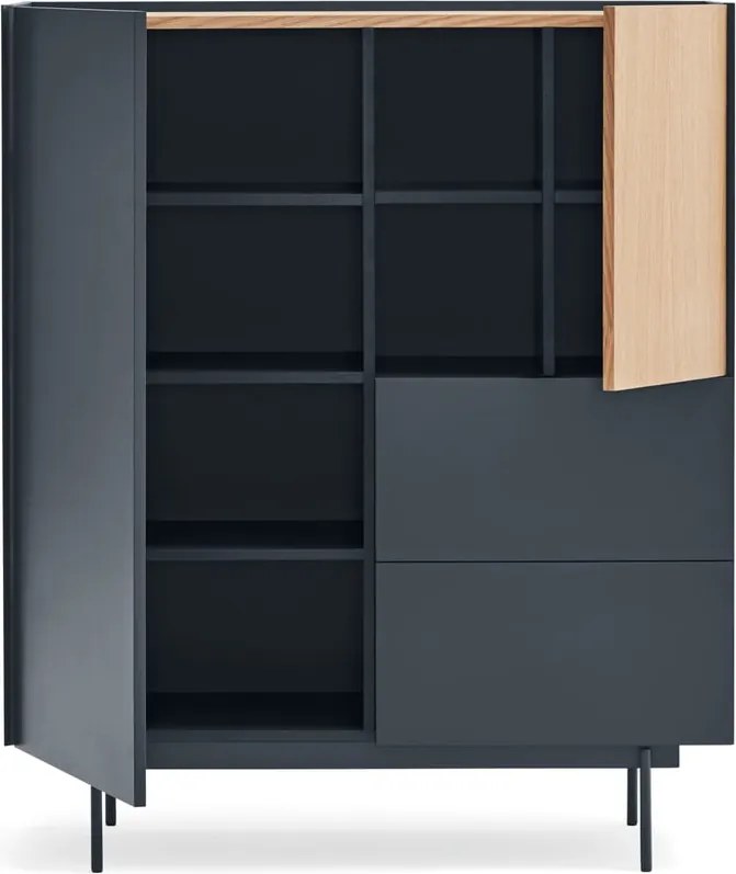 Висок скрин с чекмеджета в антрацит и естествен дъб 100x120 cm Otto - Teulat