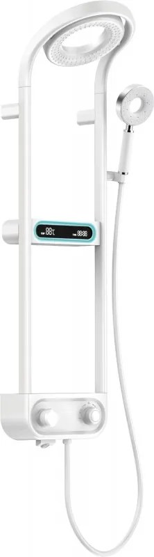 Mexen Peak стенен душ комплект с дъждовна глава и батерии, LED дисплей, бял - 78106-20