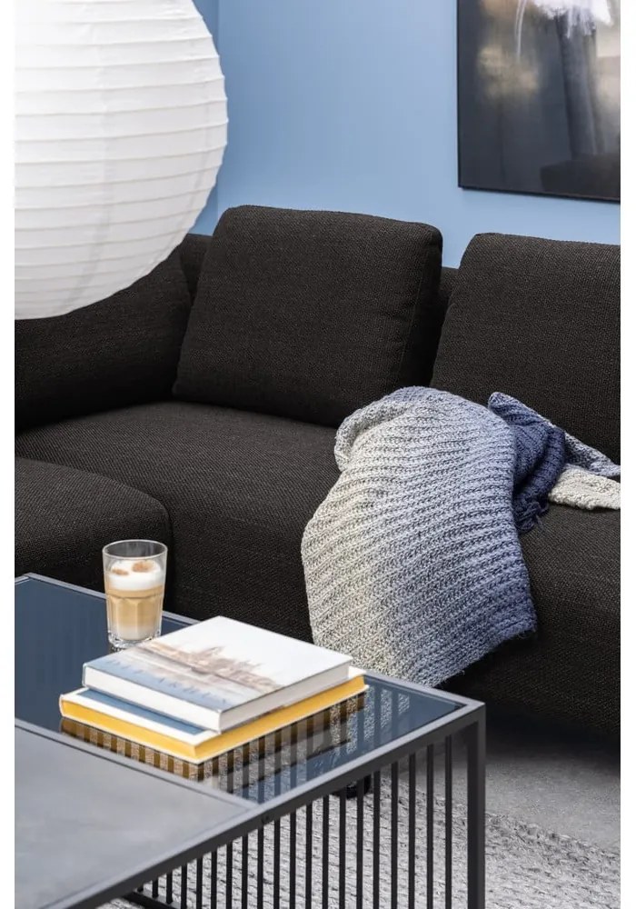 Черна масичка за кафе със стъклен плот 80x80 cm Strington - Actona