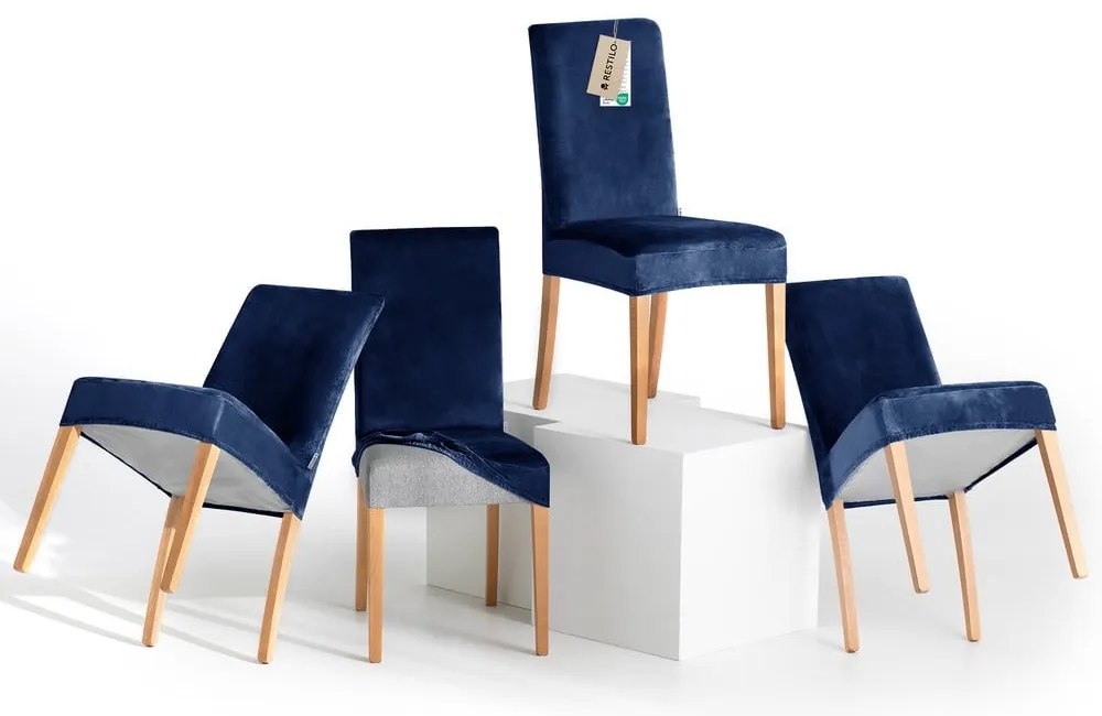 Сини ластични покривала за стол в комплект от 4 бр. 48 cm Sento – Restilo