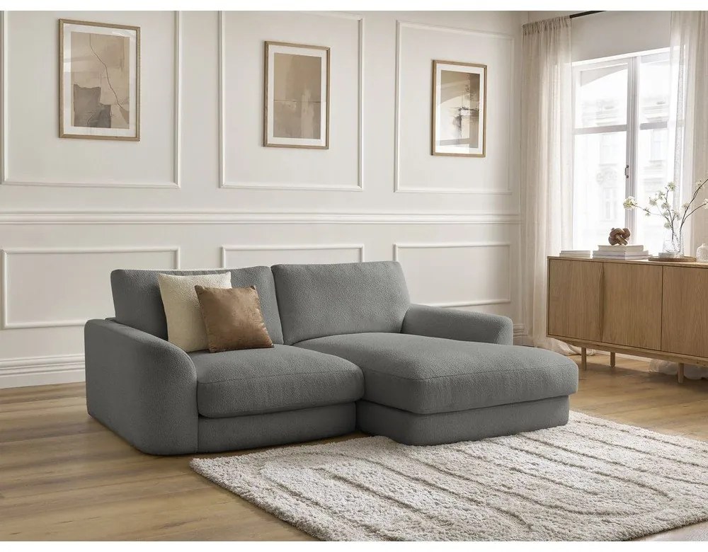 Тъмносив ъглов диван от букле (десен ъгъл) Leonore – Bobochic Paris