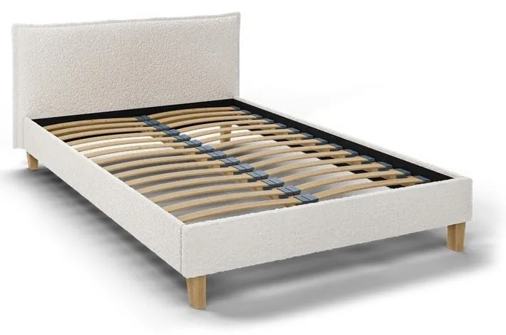 Кремаво тапицирано двойно легло с решетка 140x200 cm Tina - Ropez