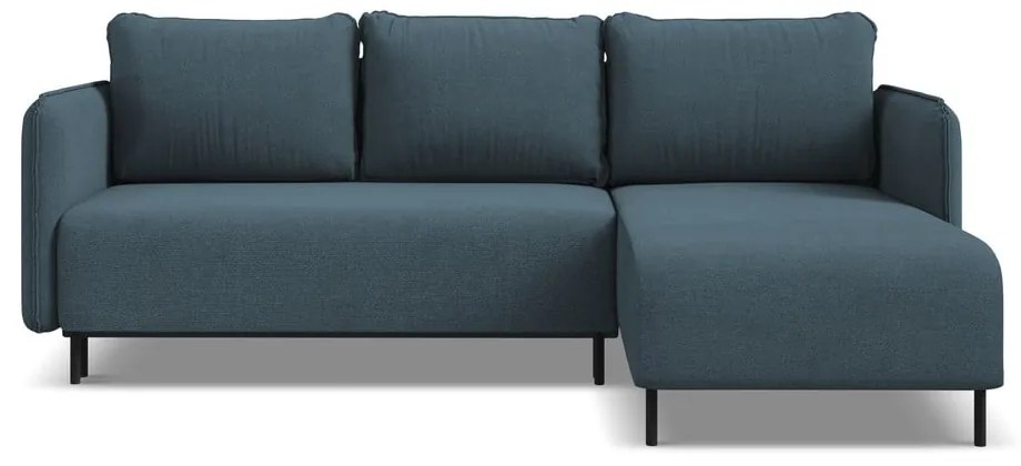Син разтегателен ъглов диван с място за съхранение (десен ъгъл) Luana – Makamii