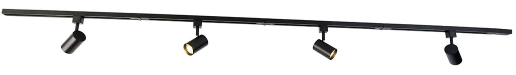 Модерна релсова осветителна система с 4 прожектора черна 1-фазна - Iconic Yade