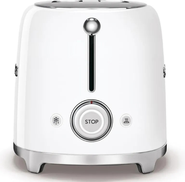 Тостер за хляб SMEG 50's Style TSF01WHEU, 950W, 2 филии, 6 нива, Тавичка за трохи, Вграден кабел, Неръждаема стомана, Бял