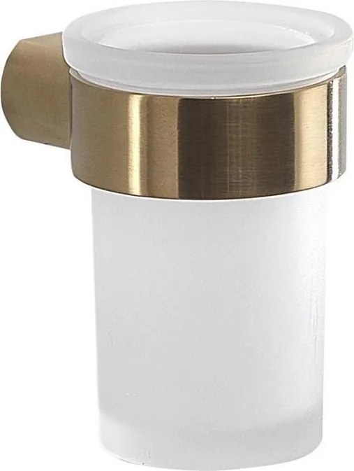 Gedy - Настенен държач за четки за зъби PIRENEI опалово стъкло/матово злато