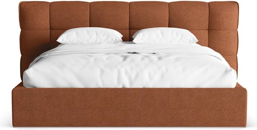 Двойно легло тапицирано с място за съхранение и включена подматрачна рамка в тухлен цвят 160x200 cm Eric – Micadoni