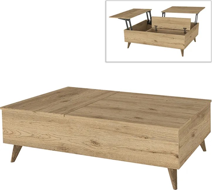 Масичка за кафе Roy с меламинов полиморфен цвят сепет дъб 121x69x40см.