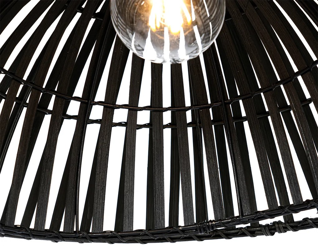 Ориенталска дъгова лампа с черен бамбуков абажур - Pua