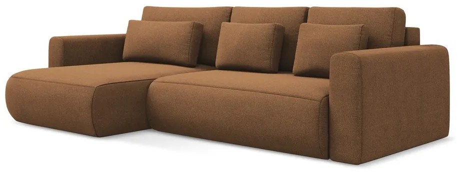 Теракотен разтегателен ъглов диван с място за съхранение (ляв ъгъл) Kapua – Makamii