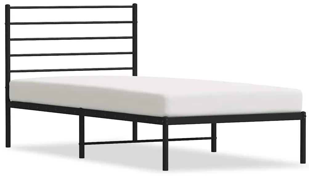 352310 vidaXL Метална рамка за легло с горна табла, черна, 80x200 см