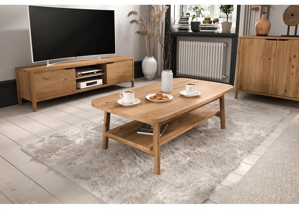 Масичка за кафе от масивен дъб в естествен цвят 70x110 cm Twig – The Beds