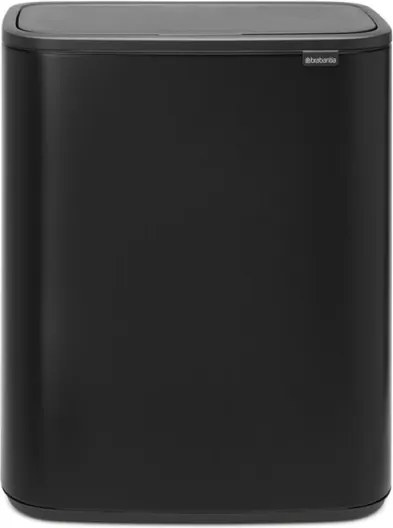 Кош за боклук Brabantia Bo Touch 1001274, 60 л, Плавно и безшумно отваряне, Голям отвор, Устойчив на отпечатъци, Черен/мат