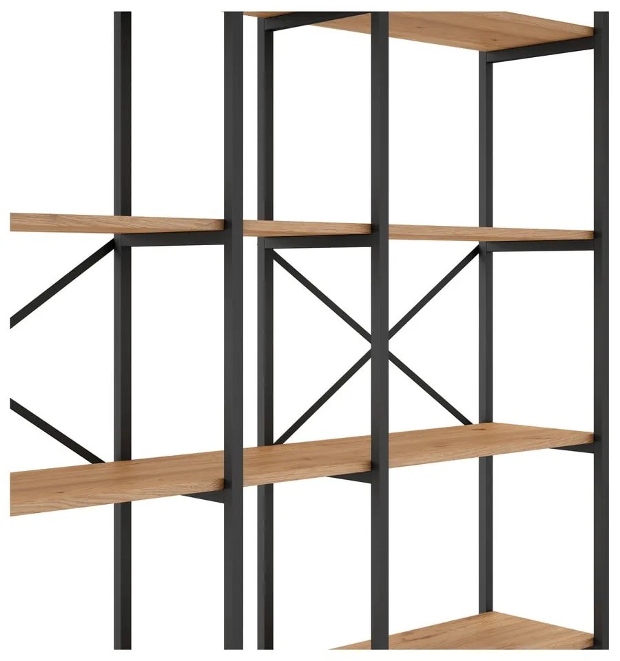 Рафт от черен/естествен дъб 144x175 cm Dusan - Marckeric