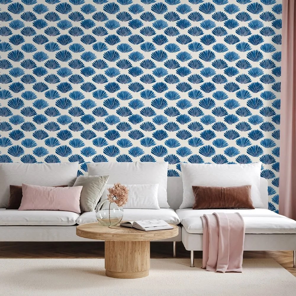 Самозалепващ тапет – Сини миди на бял фон