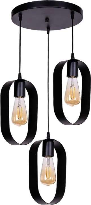 Mordo metallic ceiling three-light in black color 40x40x70см.