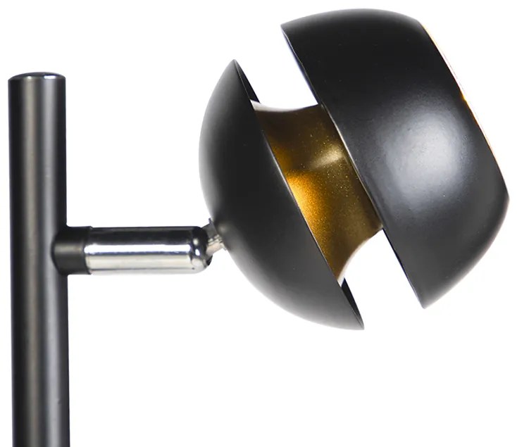 Модерна подова лампа 3-светлина черна със златен интериор - Buell Deluxe