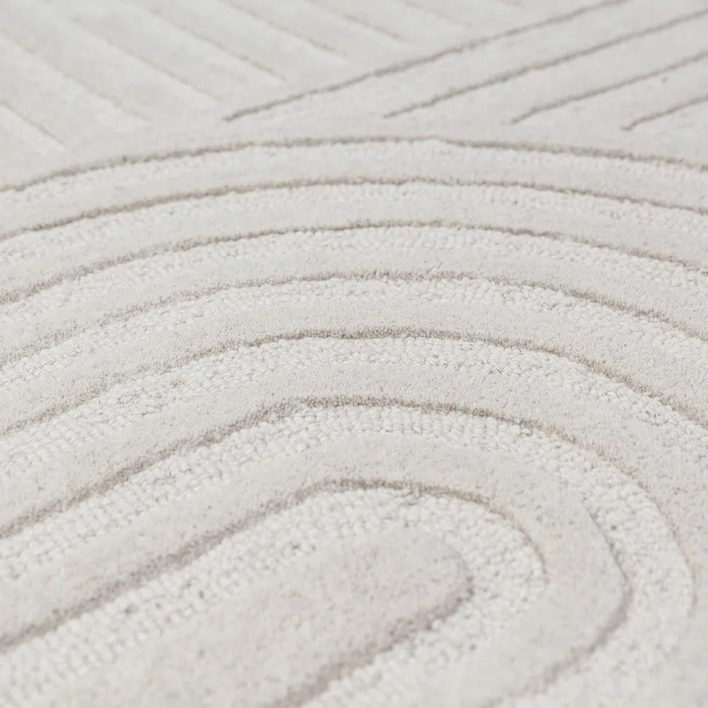 Ръчно изработен вълнен кръгъл килим в цвят слонова кост ø 160 cm Zen Garden – Flair Rugs