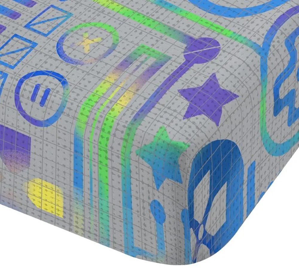 Сив еластичен единичен детски чаршаф от микрофибър за висок матрак 90x190 cm Gamer – Catherine Lansfield