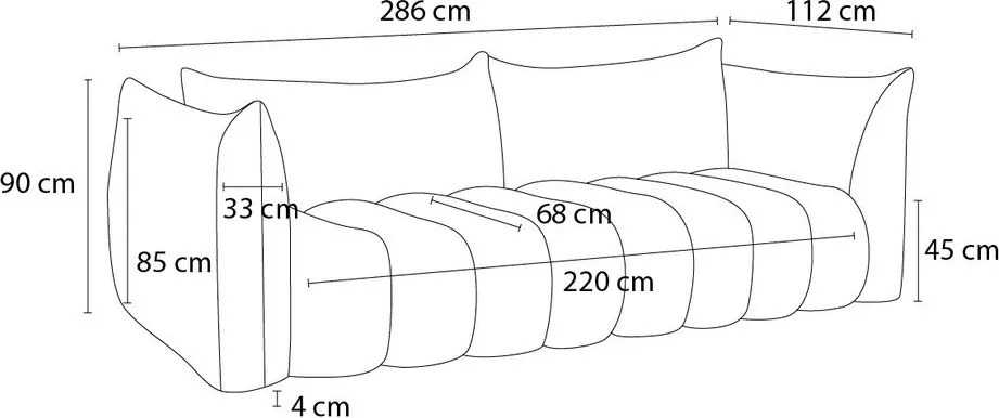 Тъмносин диван от прежда с примки от букле 286 cm Azra – Bobochic Paris