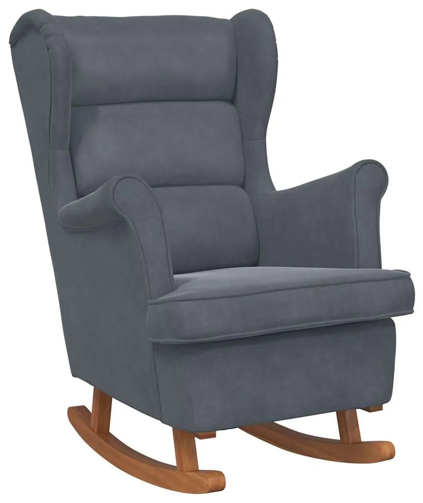 329364 vidaXL Люлеещ се стол с облегалка, тъмносив кадифе и масивно дърво