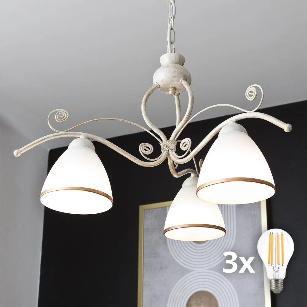 BRILAGI - LED полилей на верига ANTICO 3xE27/60W/230V 3000K, бяла патина