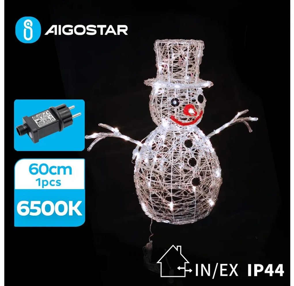 Aigostar-LED Екстериорна коледна декорация LED/3,6W/31/230V 6500K 60 см IP44 снежен човек