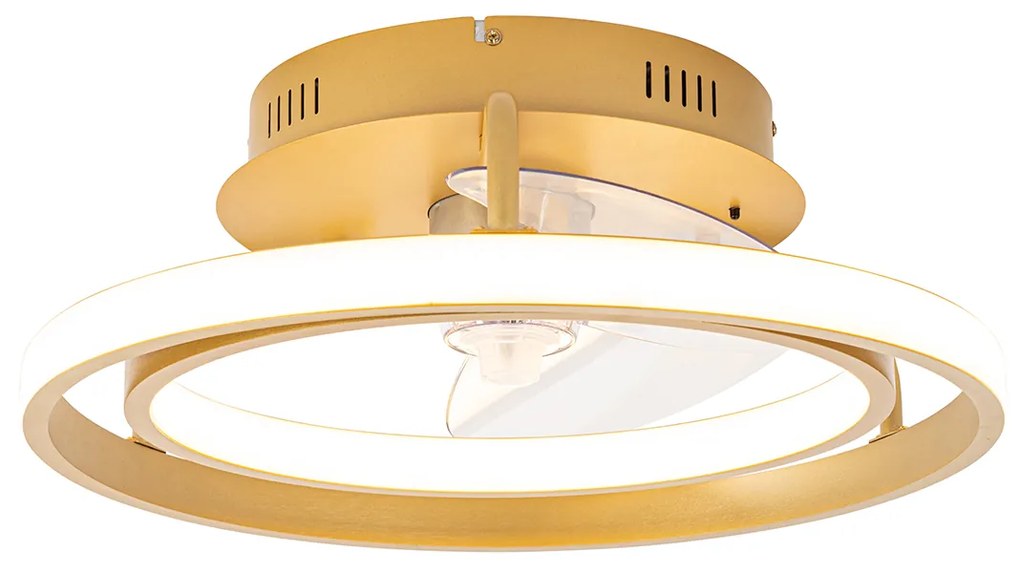 Вентилатор за таван златен 46,5 см вкл. LED с дистанционно управление - Kees
