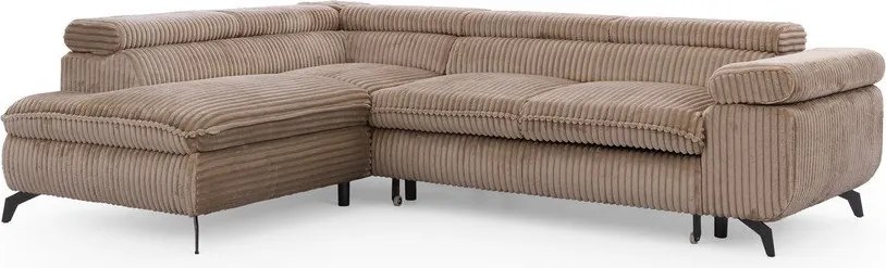 Кафяв ъглов диван от рипсено кадифе (ляв ъгъл L форма) Marbeya – Ropez