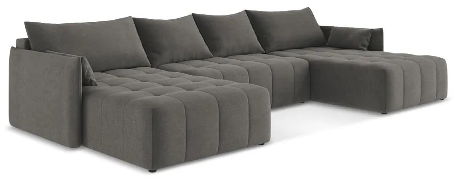 Тъмносив разтегателен ъглов диван с място за съхранение (U форма) Moku – Makamii