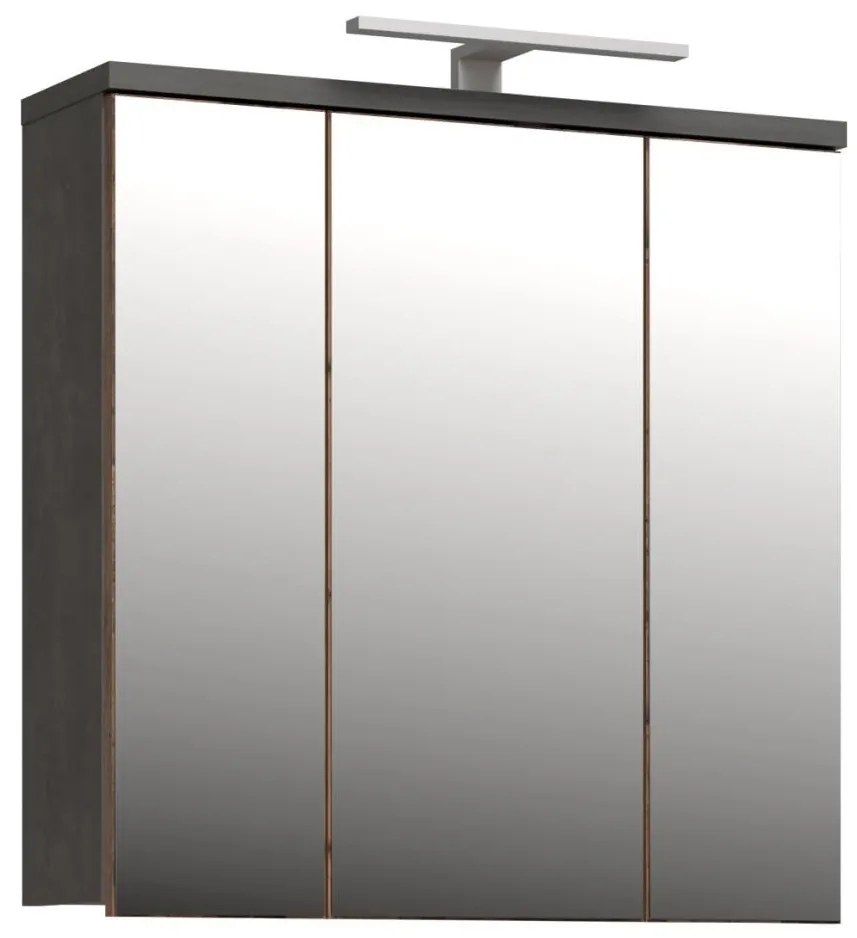 Стенно шкафче за баня с огледало VENOM антрацит/кафяво